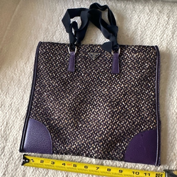 Prada Woven Tote in Purple and Black - Picture 2 of 5